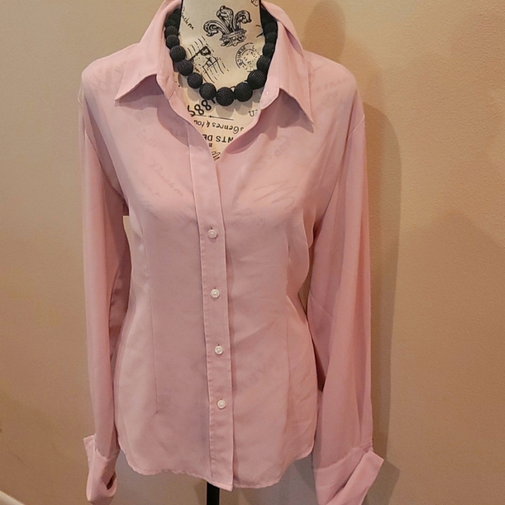 Pink chiffon blouse size large